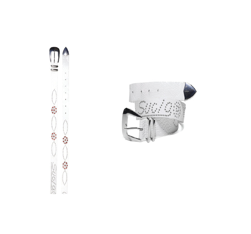 Studded Snakeskin Belt (Snow)
