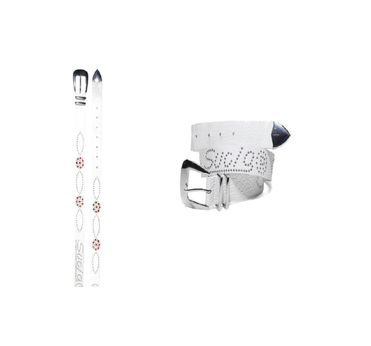 Studded Snakeskin Belt (Snow)